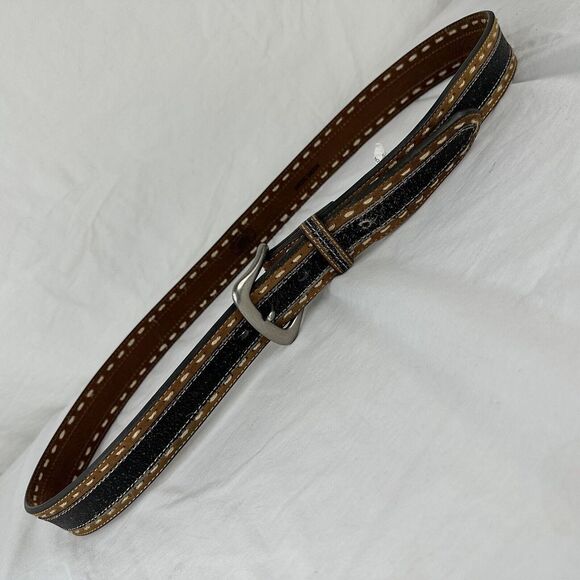 DBL Barrel Mens Fine Genuine Leather Goods Belt Brown Black Casual Adjustable 46 - Picture 2 of 9